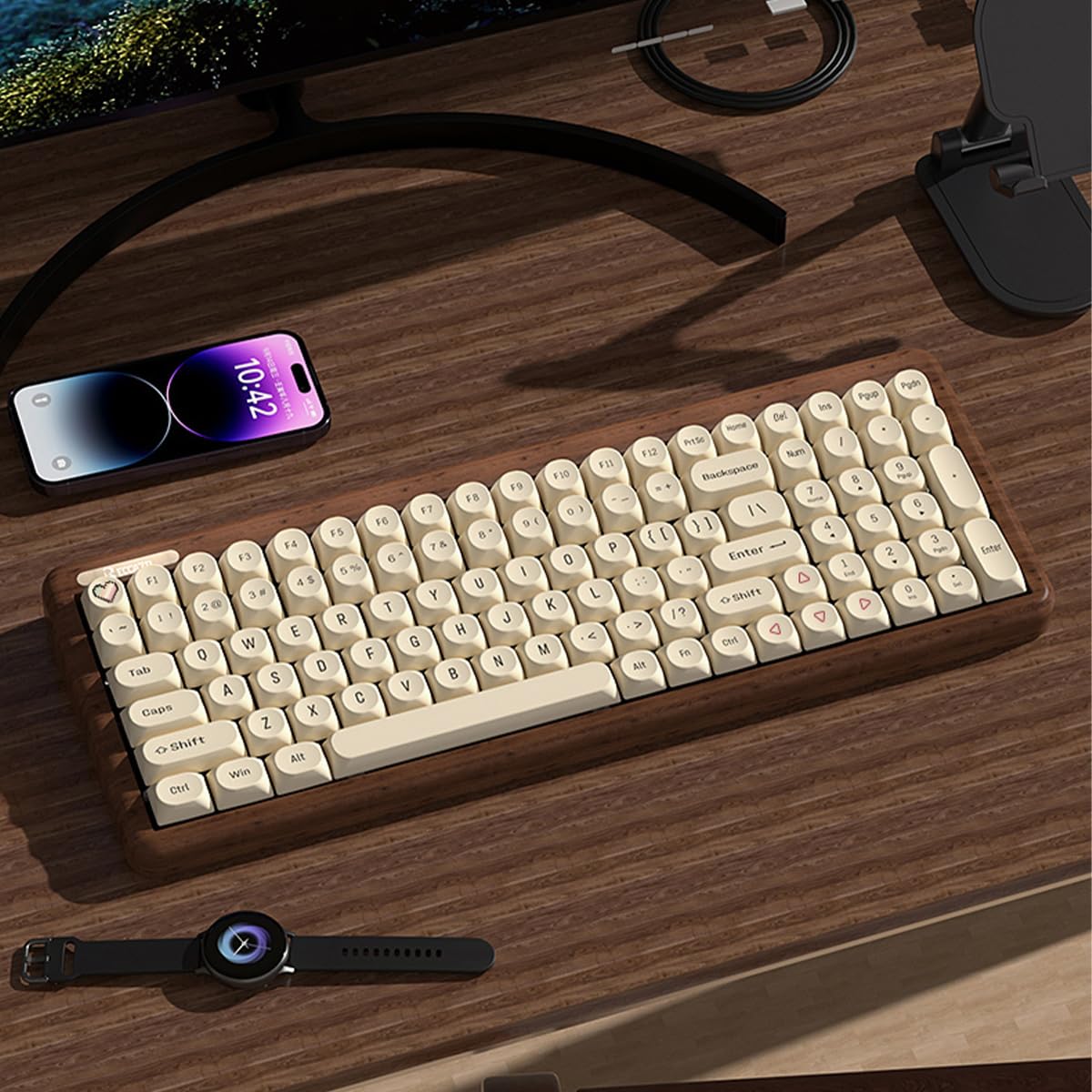 Amazon.com: XEANIXIE Walnut Wood Mechanical Keyboard - Tri-Mode